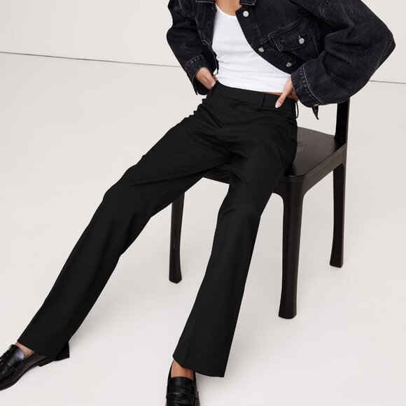 Banana Republic Sienna Straight Italian Wool Pant size 2P Black - Picture 2 of 5